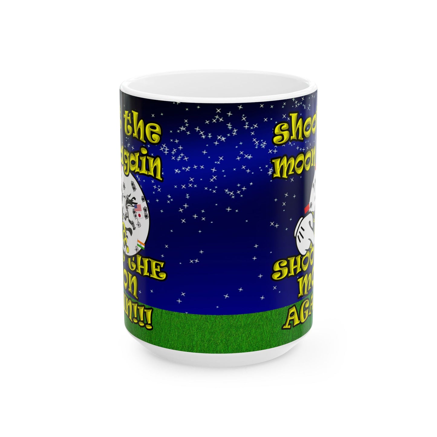 shoot the moon again - White Mug ('snoops' background)