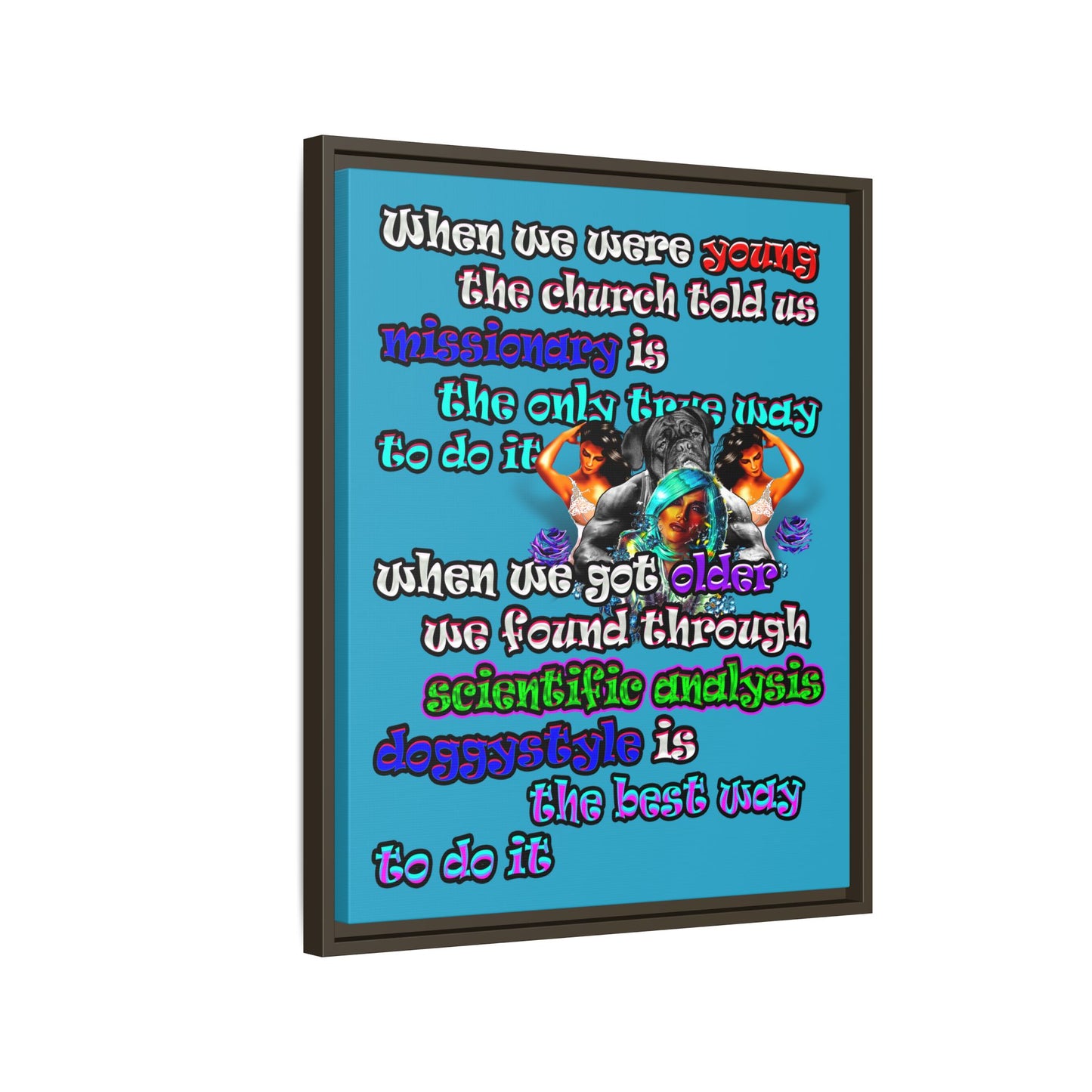 doggystyle - framed canvas art (turquoise)