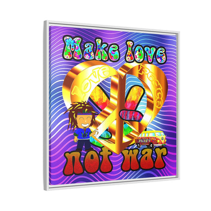love peace - framed canvas art (purple wave)