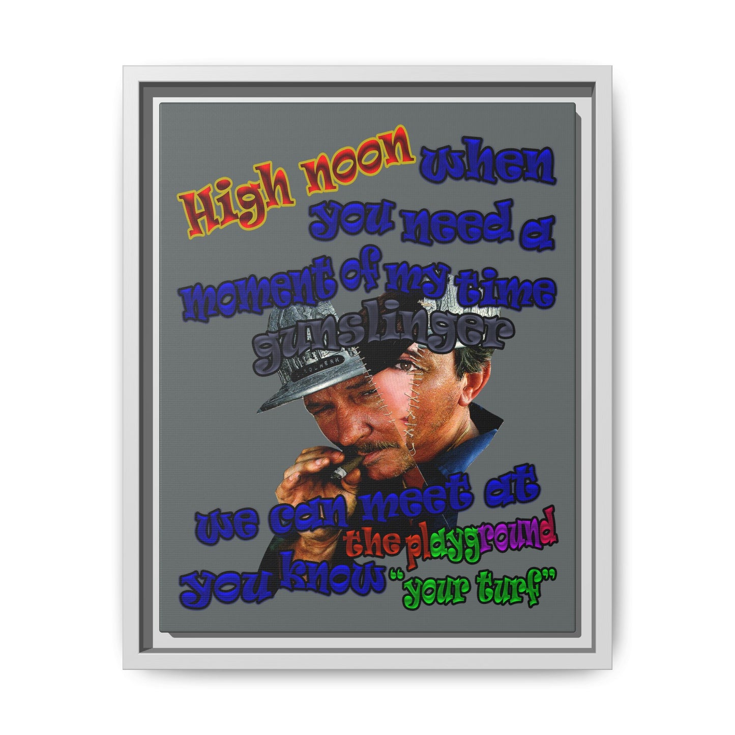 high noon - framed canvas art (dark grey)