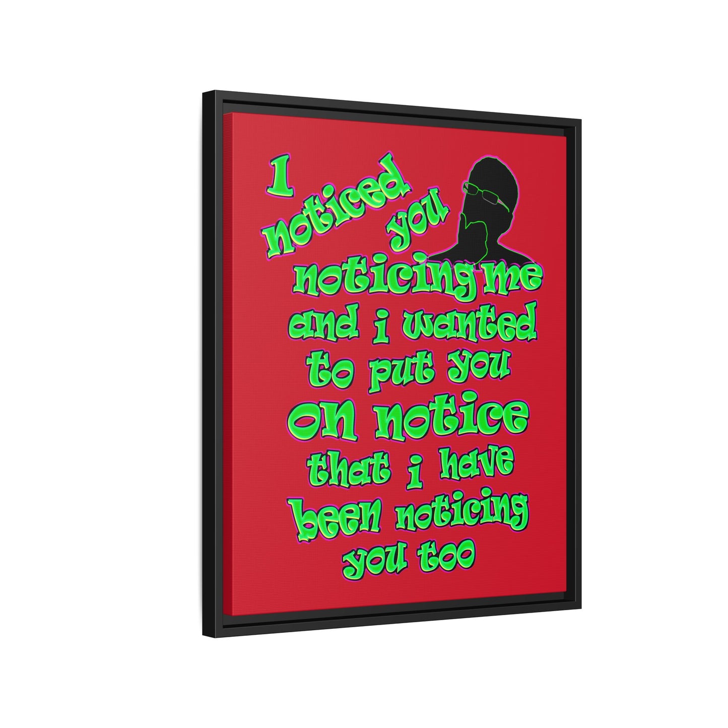 noticed you noticing - framed canvas art (dark red)