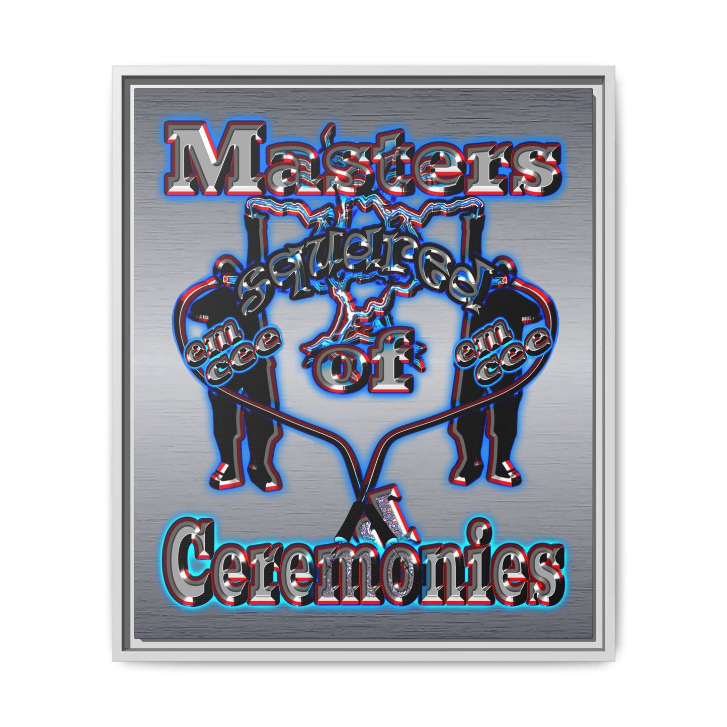 em cee squared - framed canvas art (brushed nickel)