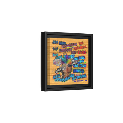 drop the beat - framed canvas art (butterscotch wood finish)