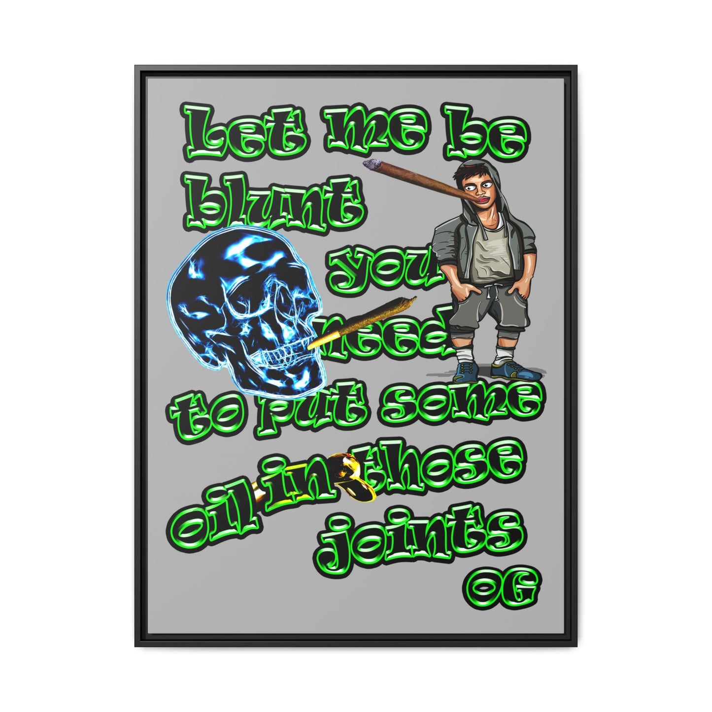og - framed canvas art (light grey)