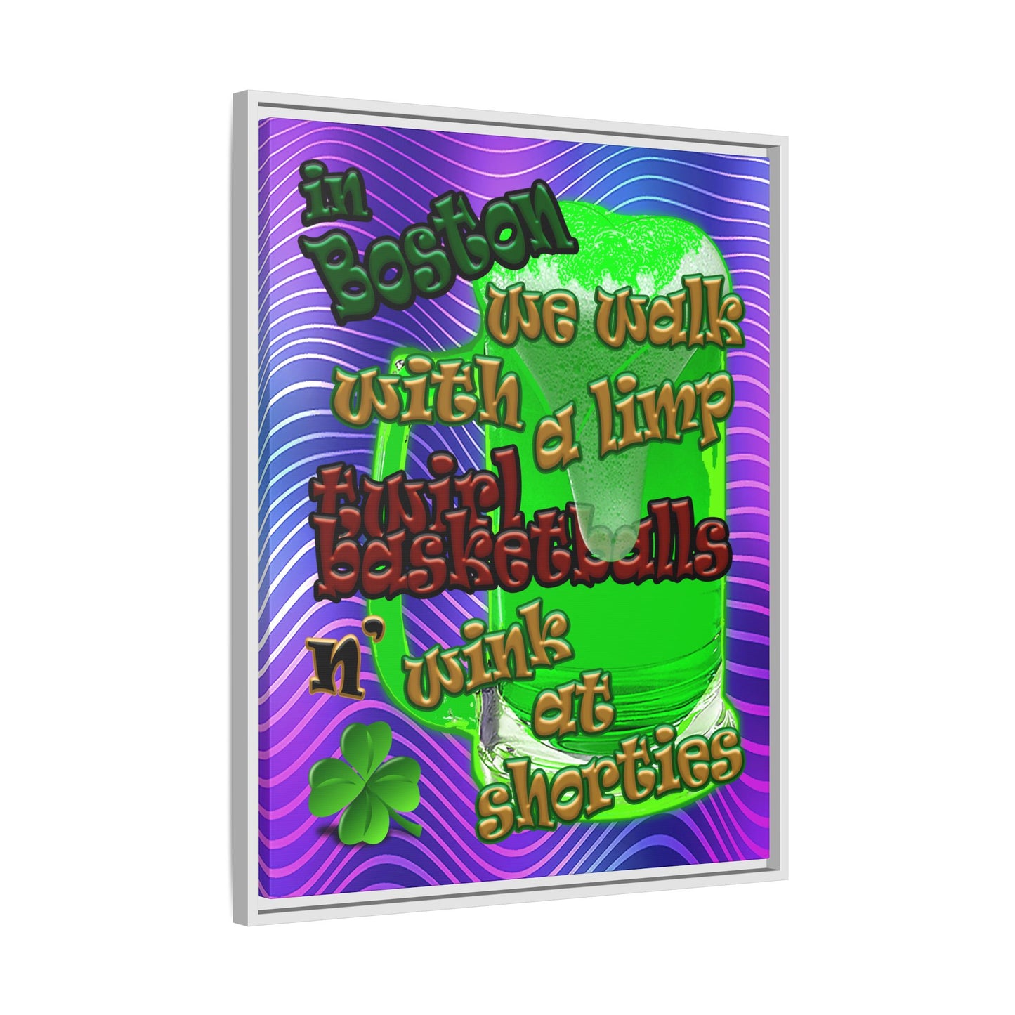 celtics logo - framed canvas art (purple wave)