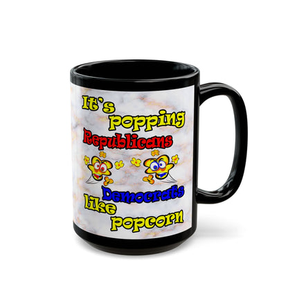 popping like popcorn - Black Mug (white marble)