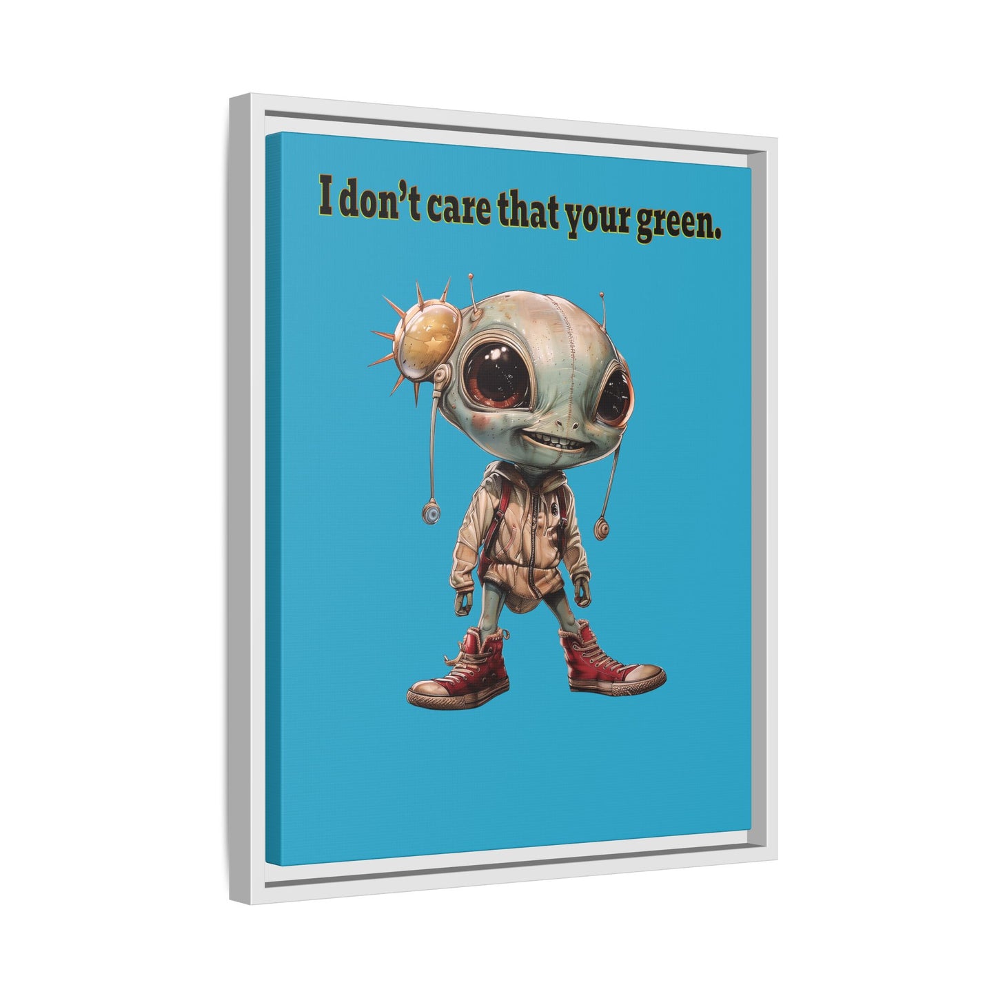 I don't care that your green - framed canvas art (turquoise)