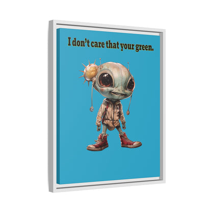 I don't care that your green - framed canvas art (turquoise)