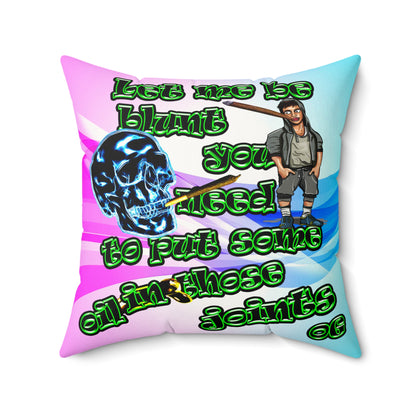 og - Faux Suede Square Pillow - (light blue-pink wave)