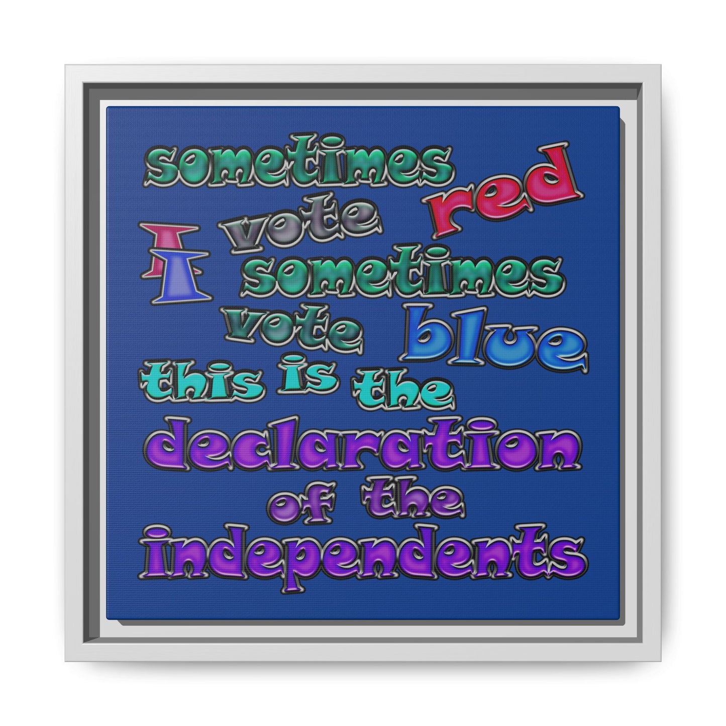 declaration of the independents - framed canvas art (dark blue)