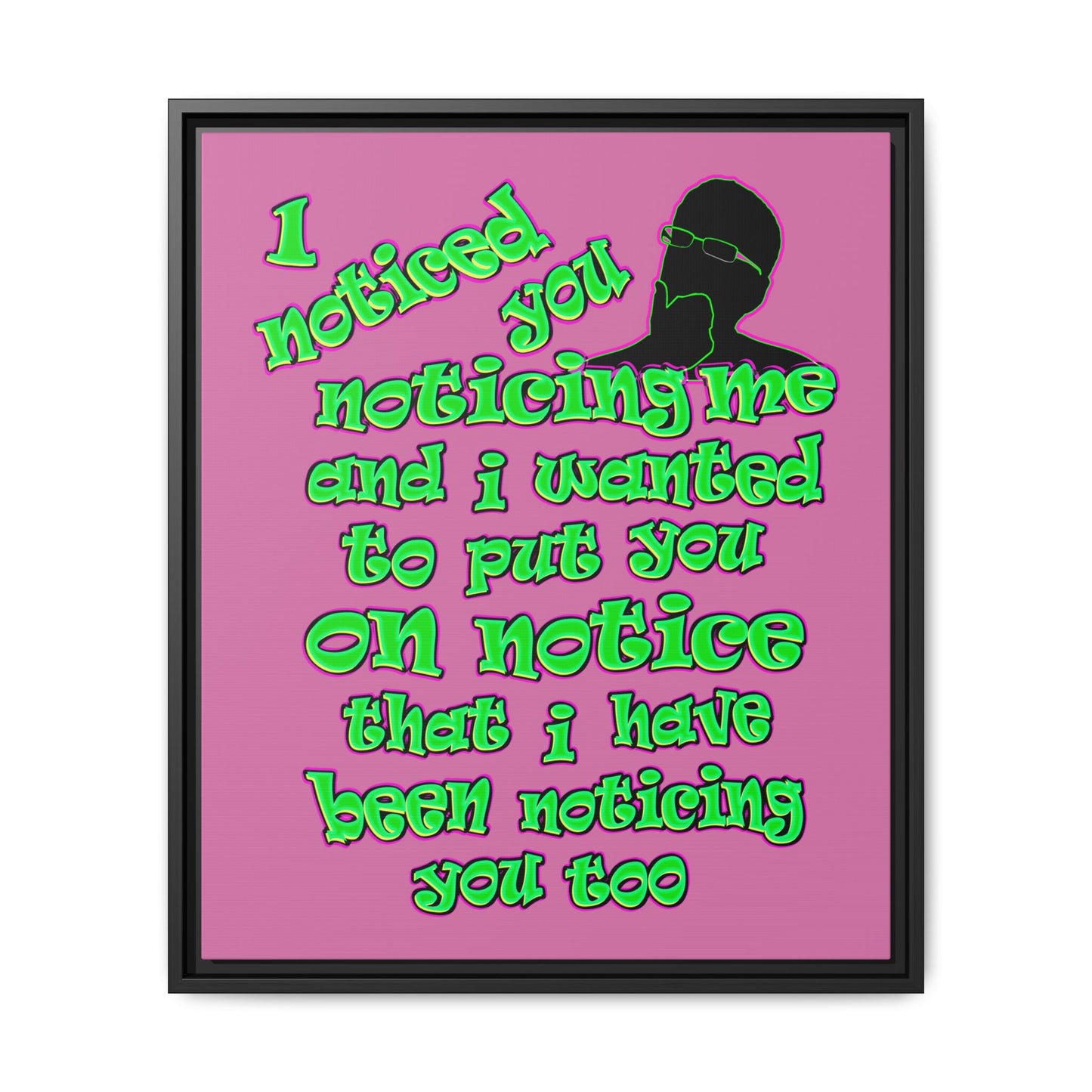 noticed you noticing - framed canvas art (light pink)