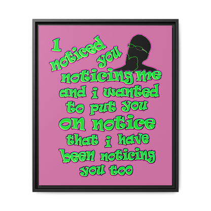 noticed you noticing - framed canvas art (light pink)