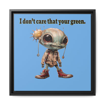 I don't care that your green - framed canvas art (light blue)