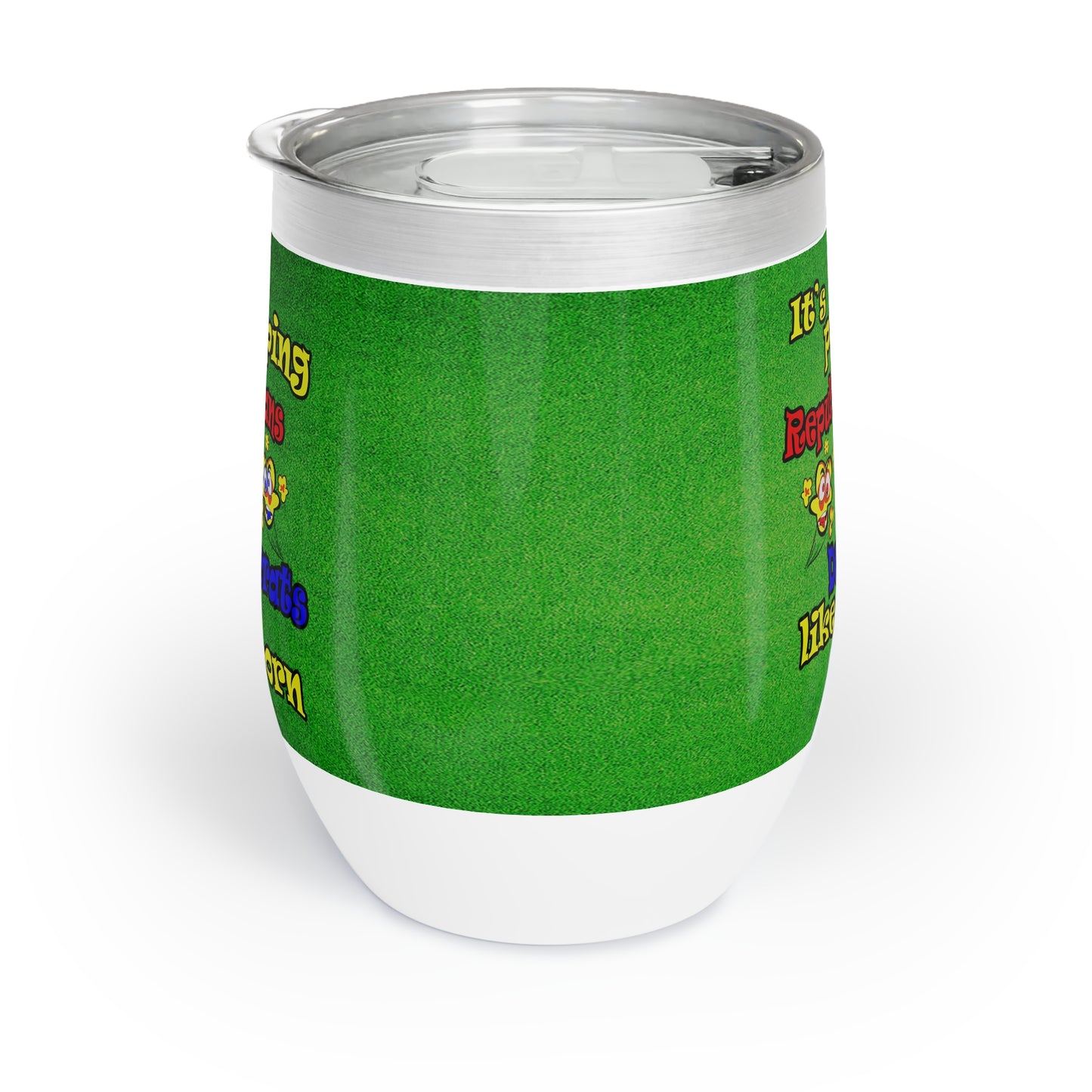 popping like popcorn - Chill Wine Tumbler (green turf)