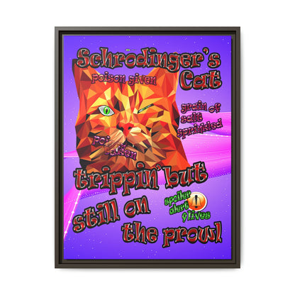 schrodinger's cat - framed canvas art (purple-pink wave)
