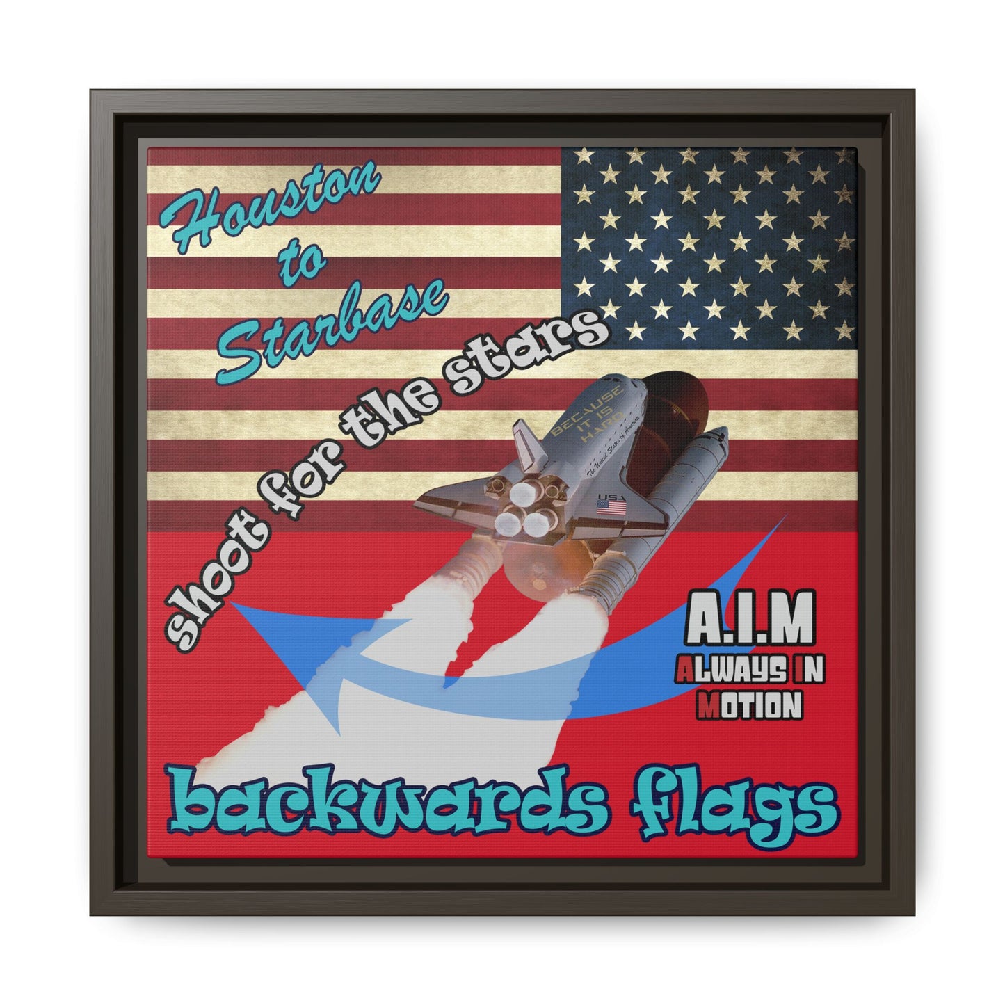 shoot for the stars - framed canvas art (dark red)