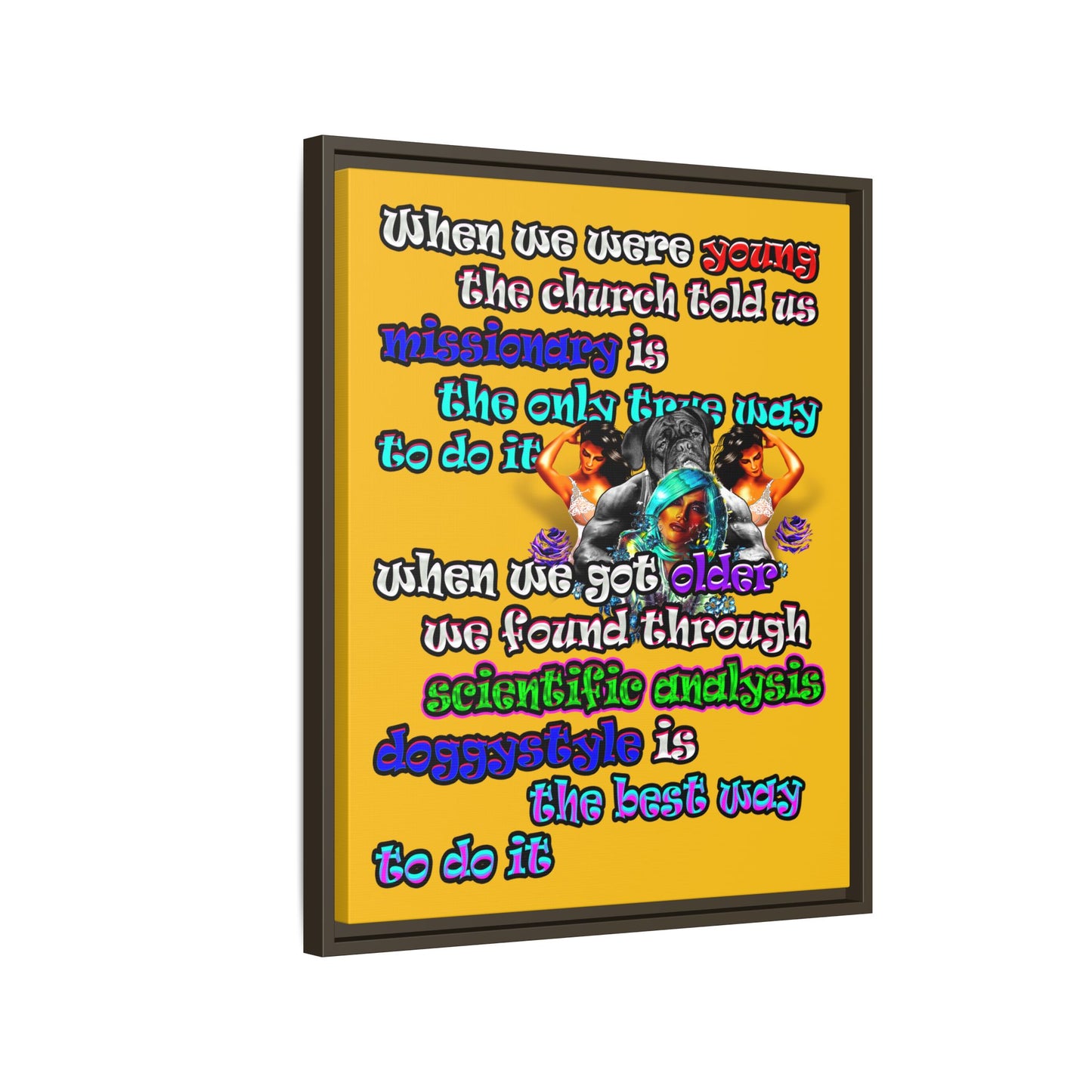 doggystyle - framed canvas art (yellow)