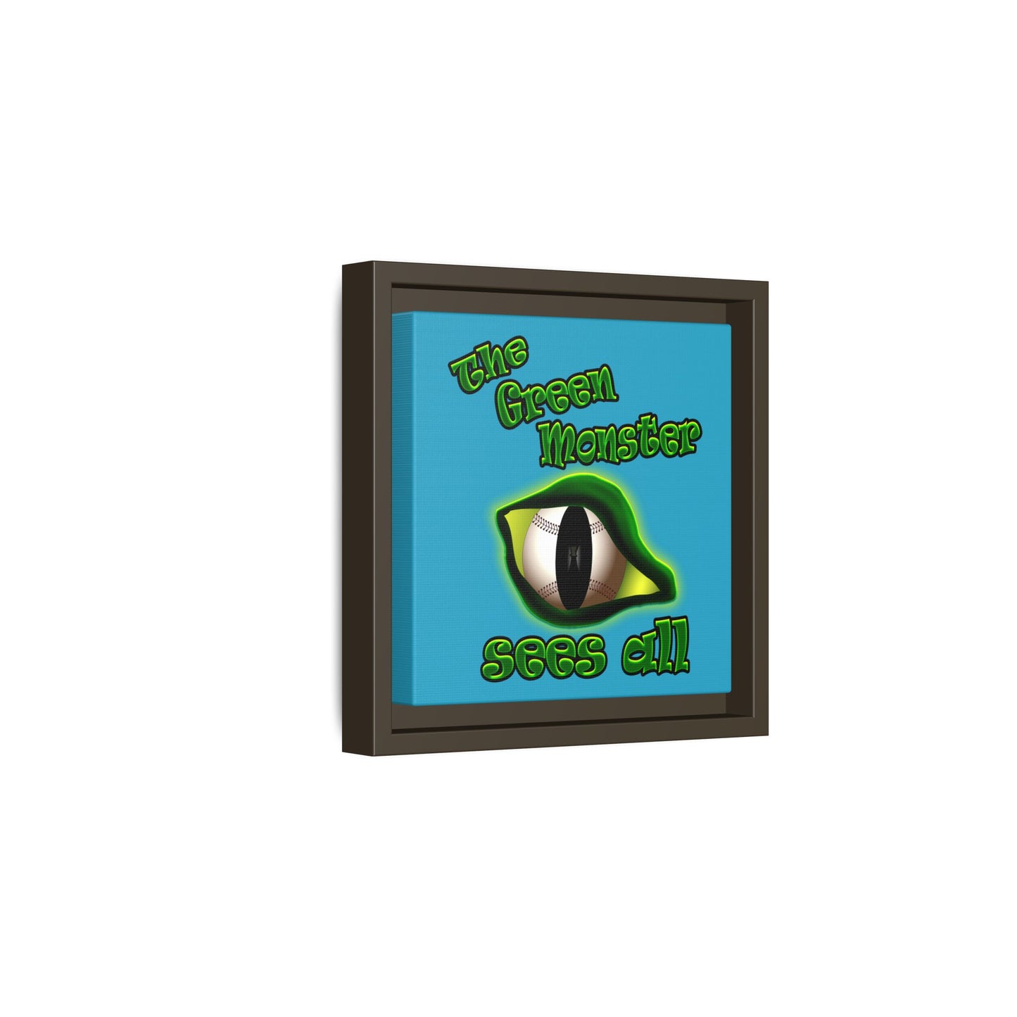 green monster - framed canvas art (turquoise)