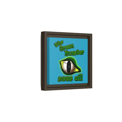 green monster - framed canvas art (turquoise)