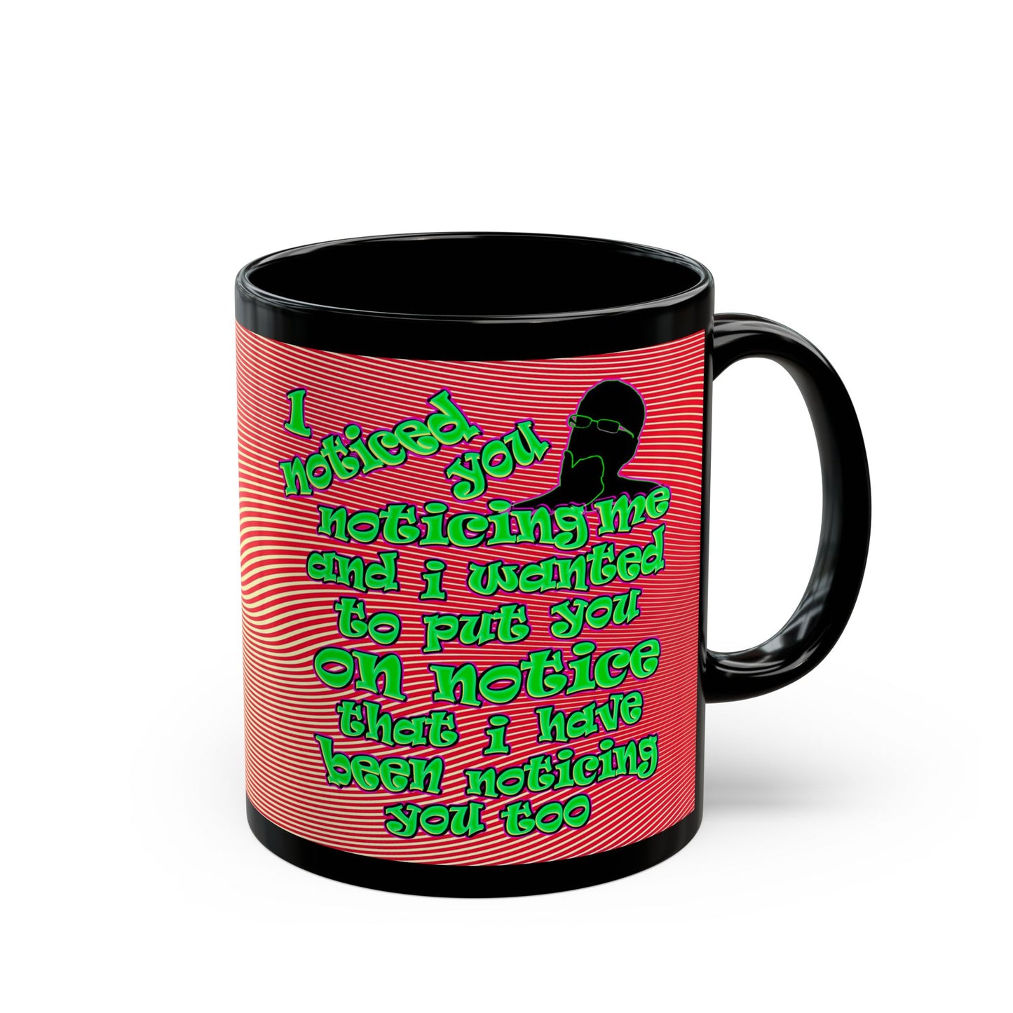 noticed you noticing - Black Mug (yellow-orange wave)