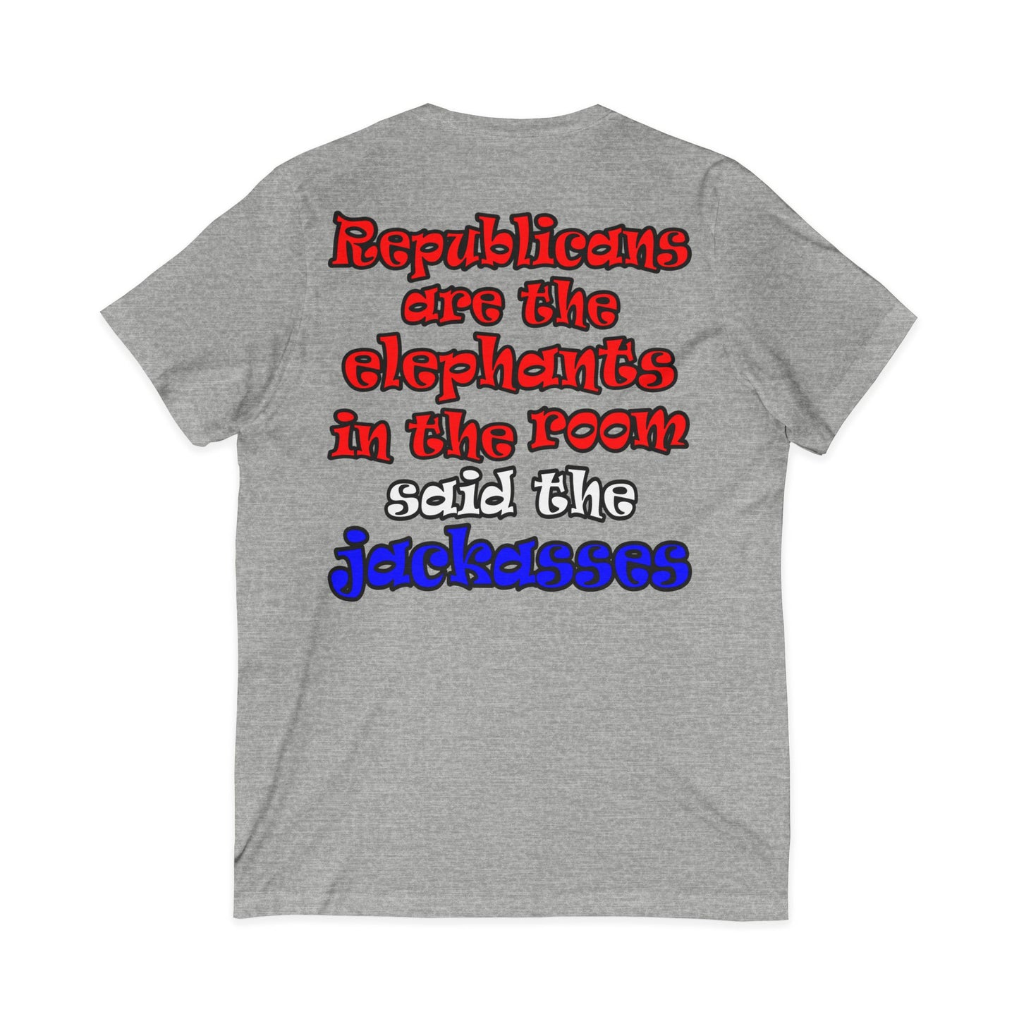 donkeys and elephants - Unisex Jersey Short Sleeve V-Neck Tee