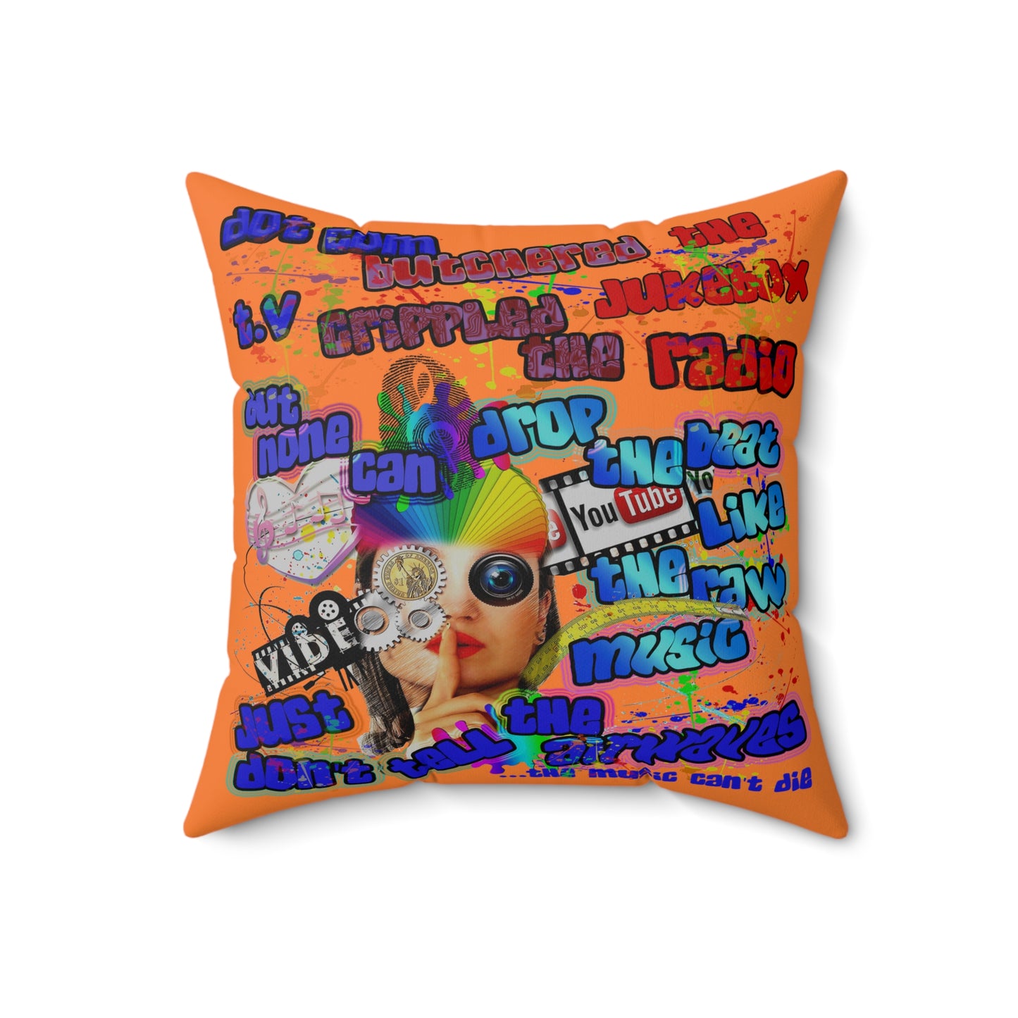 drop the beat - Spun Polyester Square Pillow - (crusta)