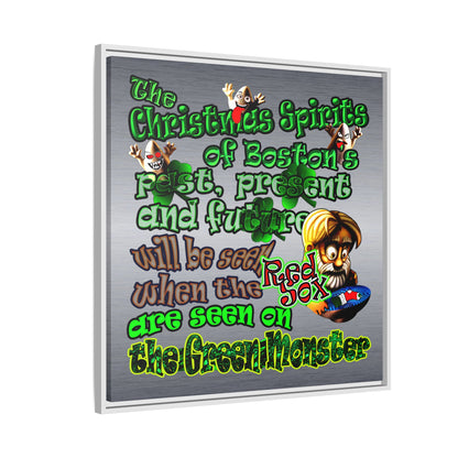 christmas spirits of boston - framed canvas art (brushed nickel)