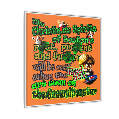 christmas spirits of boston - framed canvas art (crusta)