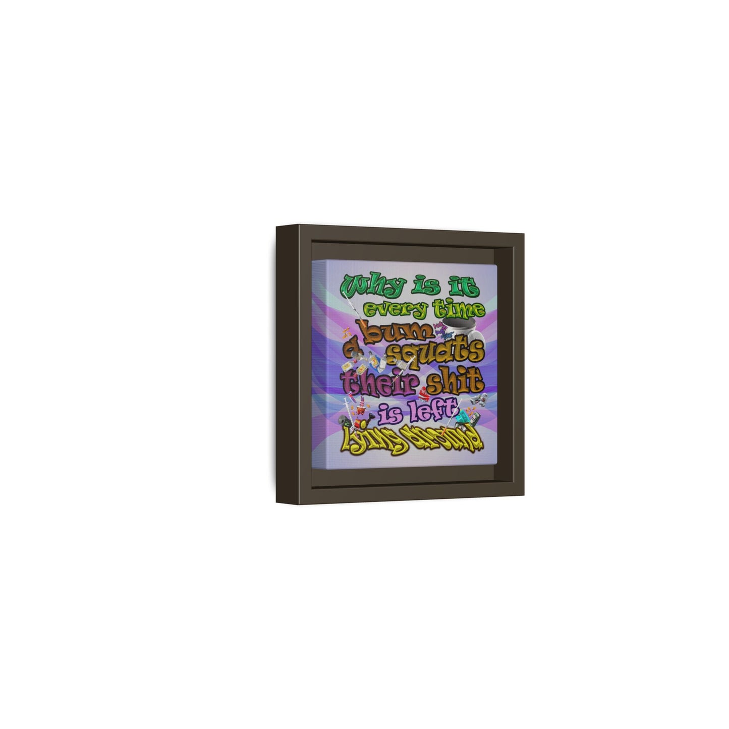 the bum's shit - framed canvas art (light blue-pink wave)