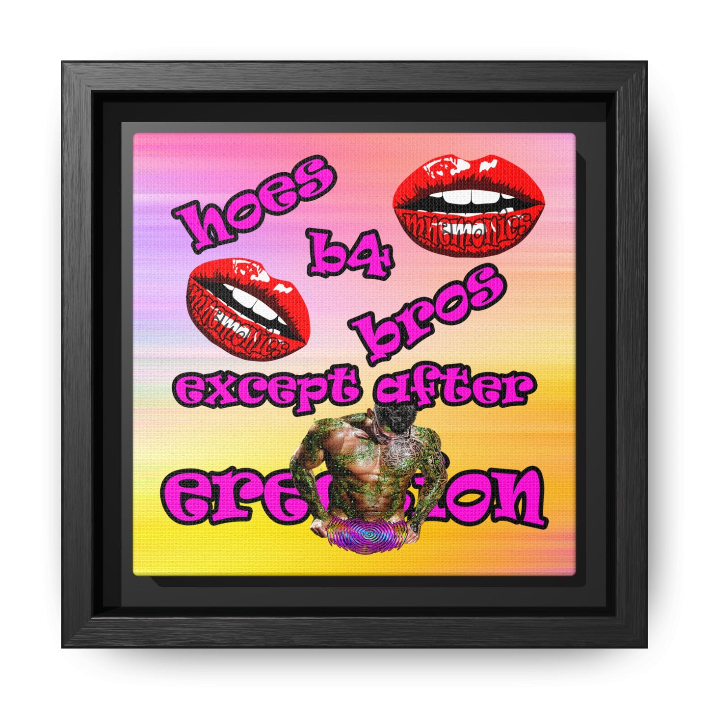 hoes b4 bros - framed canvas art (color blur)