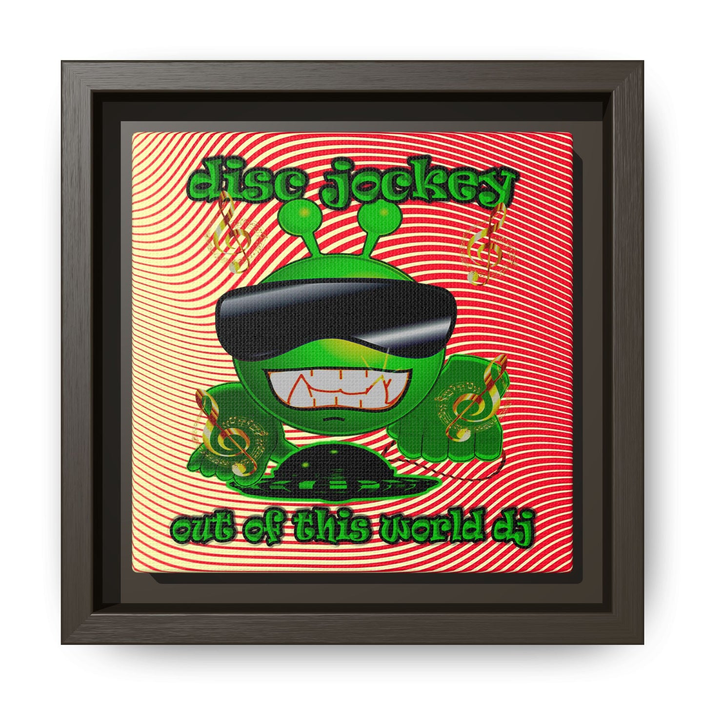 disc jockey - framed canvas art (yellow-orange wave)