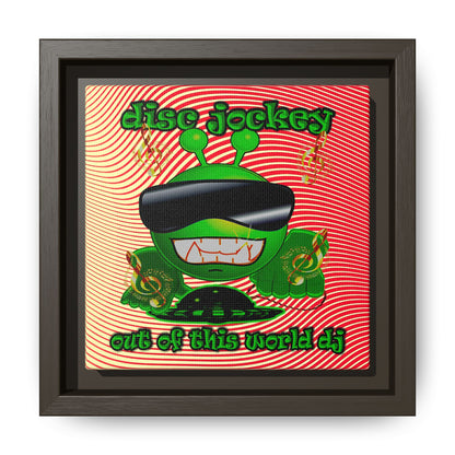 disc jockey - framed canvas art (yellow-orange wave)