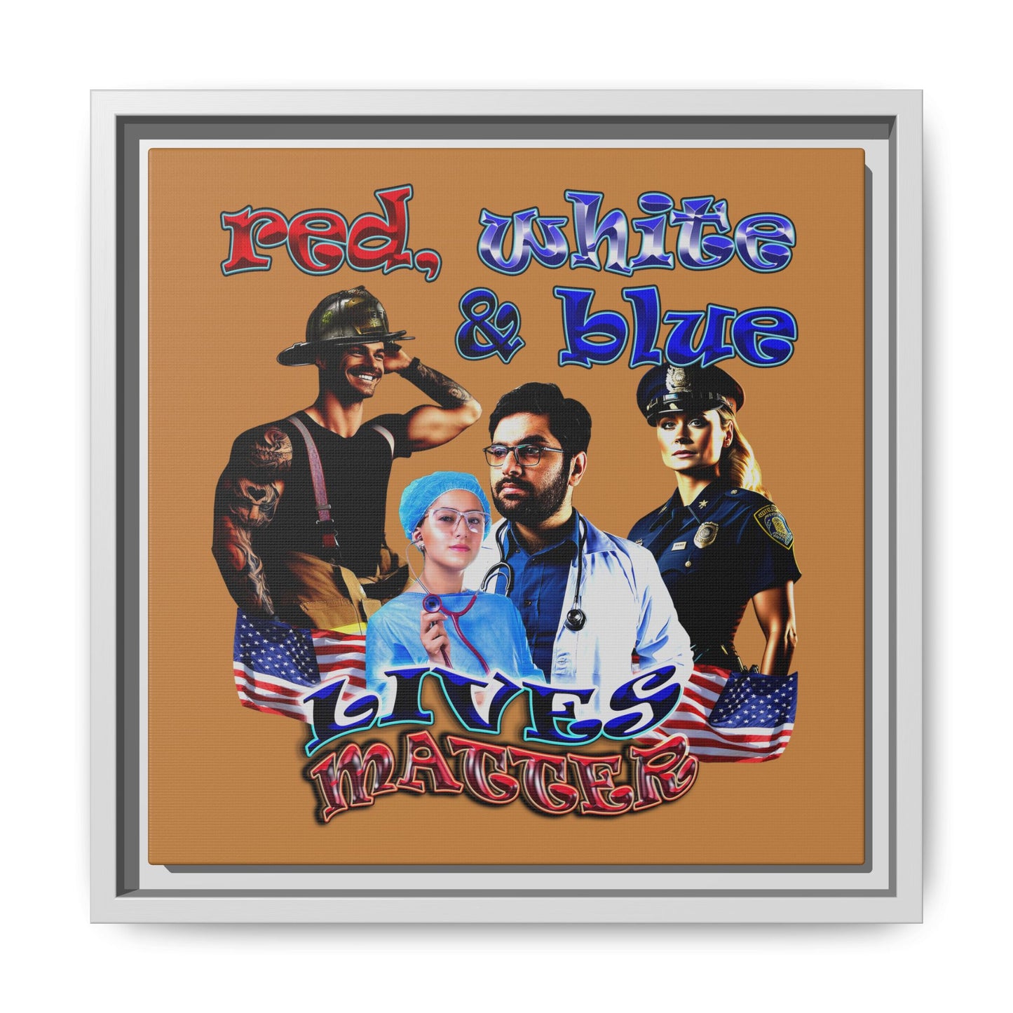 rw&b lives matter - framed canvas art (light brown)