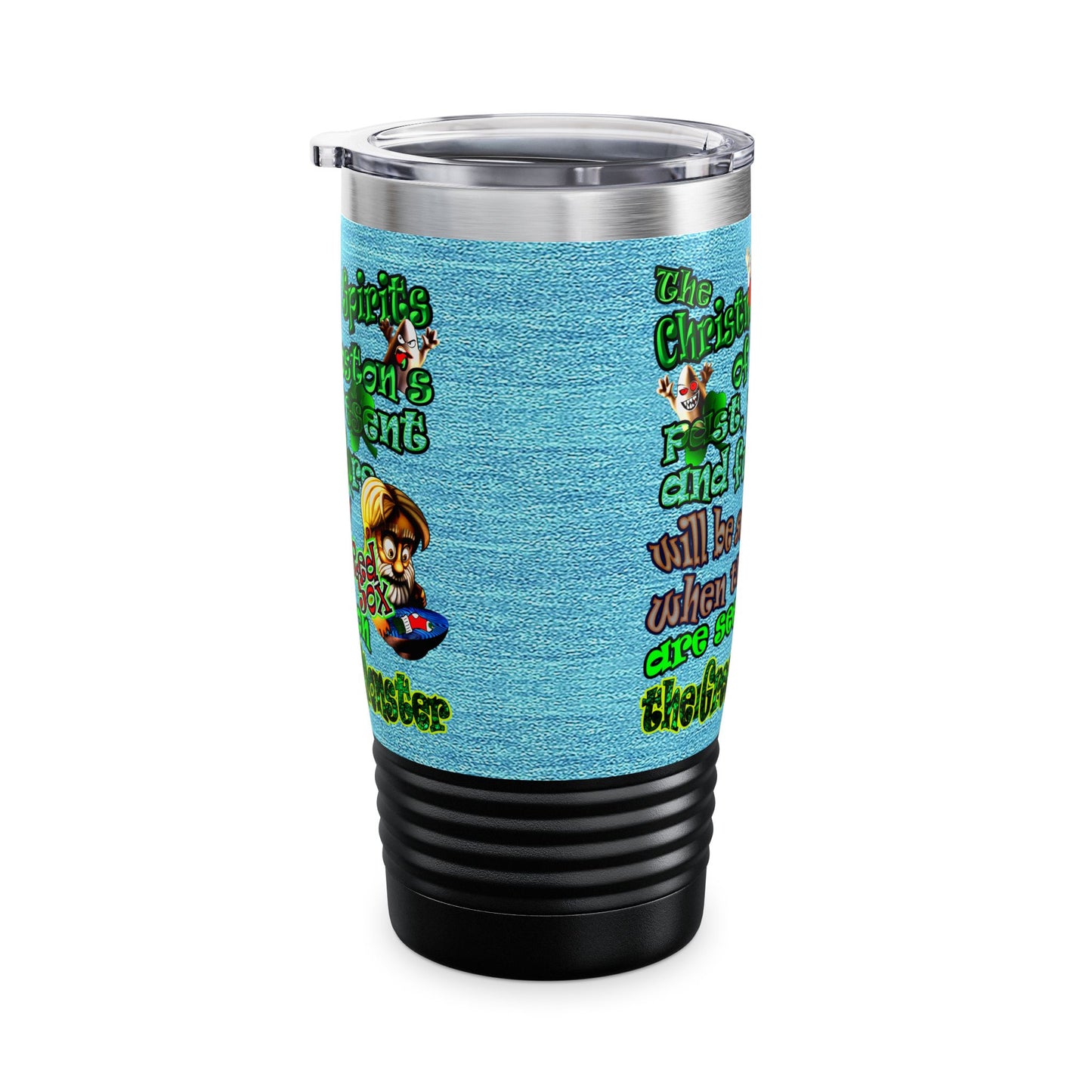 christmas spirits of boston - Ringneck Tumbler, 20oz (faded blue)