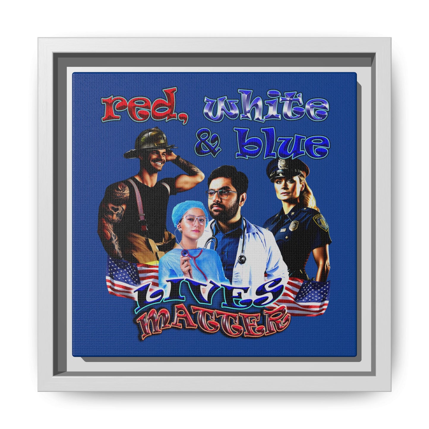 rw&b lives matter - framed canvas art (dark blue)