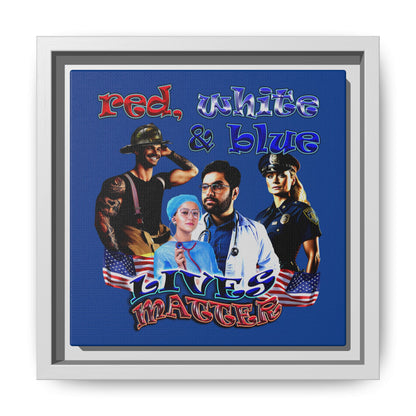 rw&b lives matter - framed canvas art (dark blue)