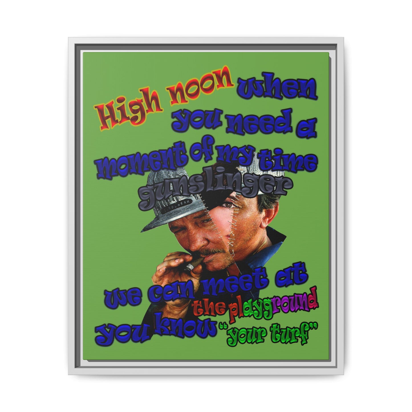 high noon - framed canvas art (green)