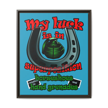 my luck - framed canvas art (turquoise)