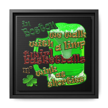celtics logo - framed canvas art (black)