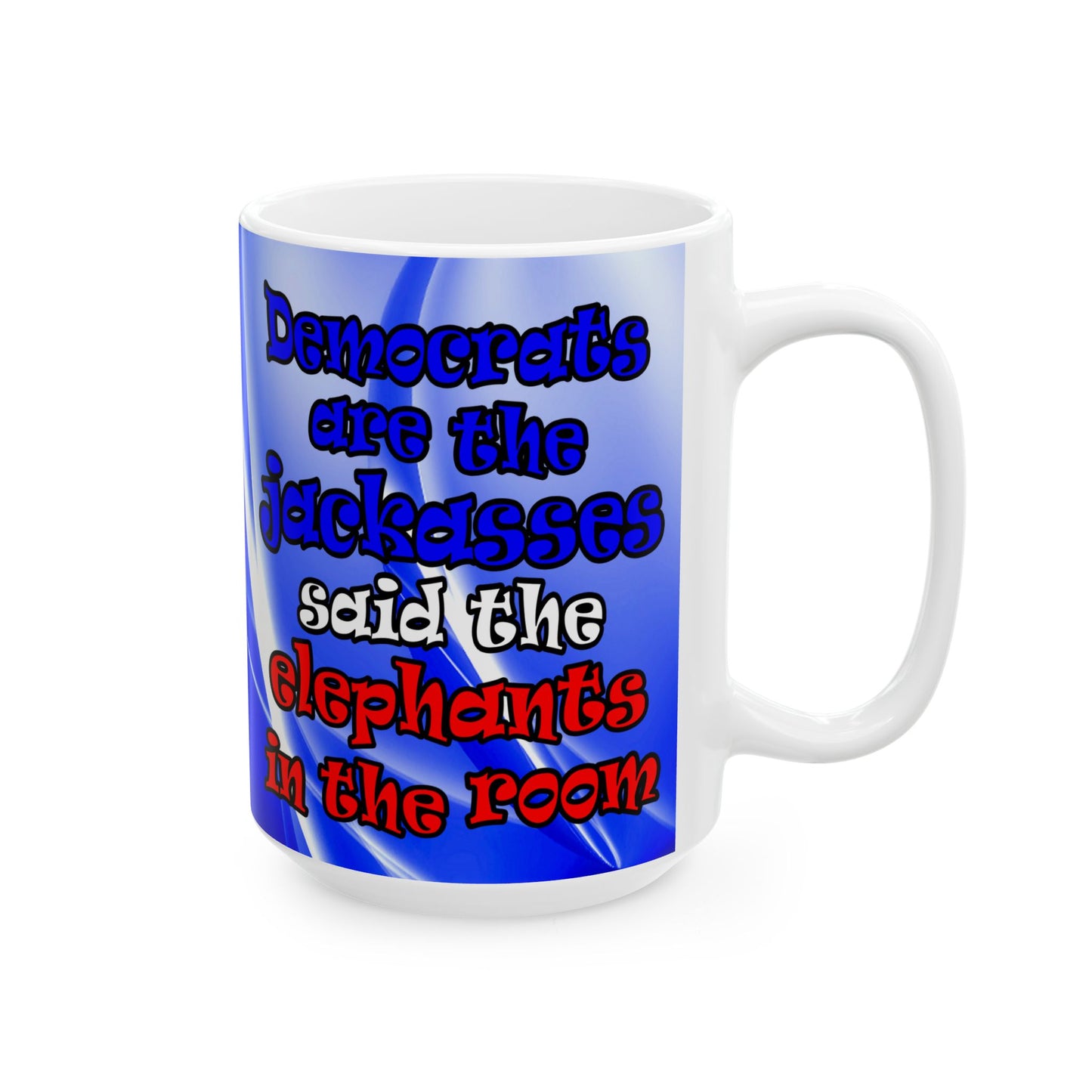 donkeys and elephants - White Mug (blue-white wave)