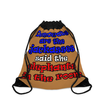 donkeys and elephants - Drawstring Bag (light brown)