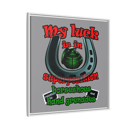 my luck - framed canvas art (grey)