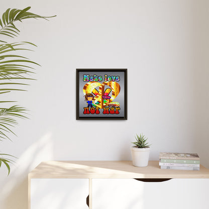 love peace - framed canvas art (brushed nickel)