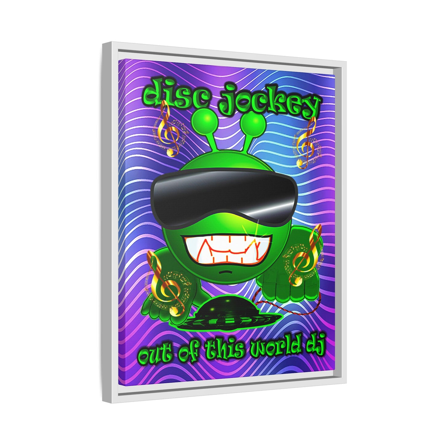 disc jockey - framed canvas art (purple wave)