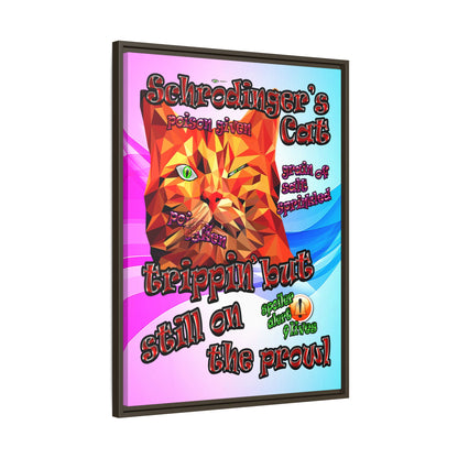 schrodinger's cat - framed canvas art (light blue-pink wave)