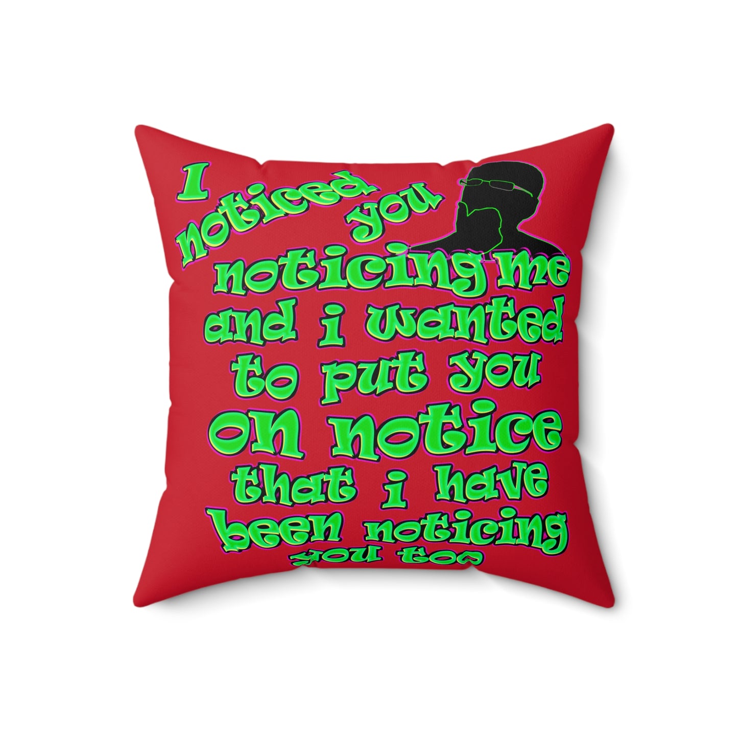 noticed you noticing - Faux Suede Square Pillow - (dark red)
