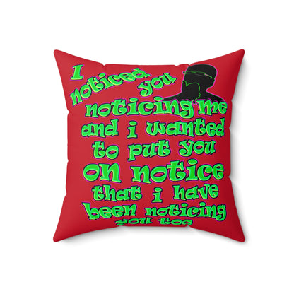noticed you noticing - Faux Suede Square Pillow - (dark red)