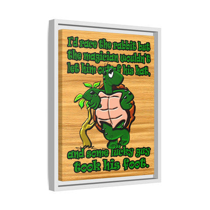 turtle race - framed canvas art (butterscotch wood finish)