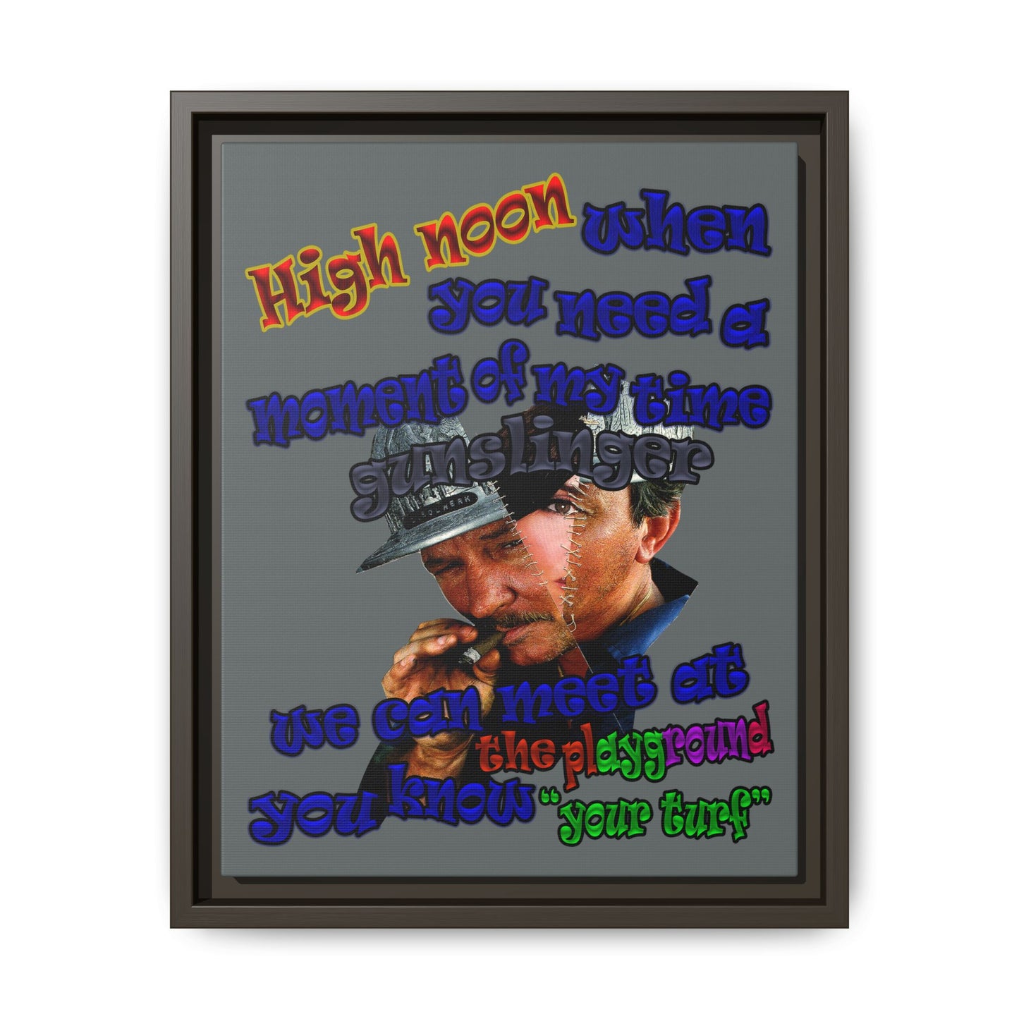 high noon - framed canvas art (dark grey)