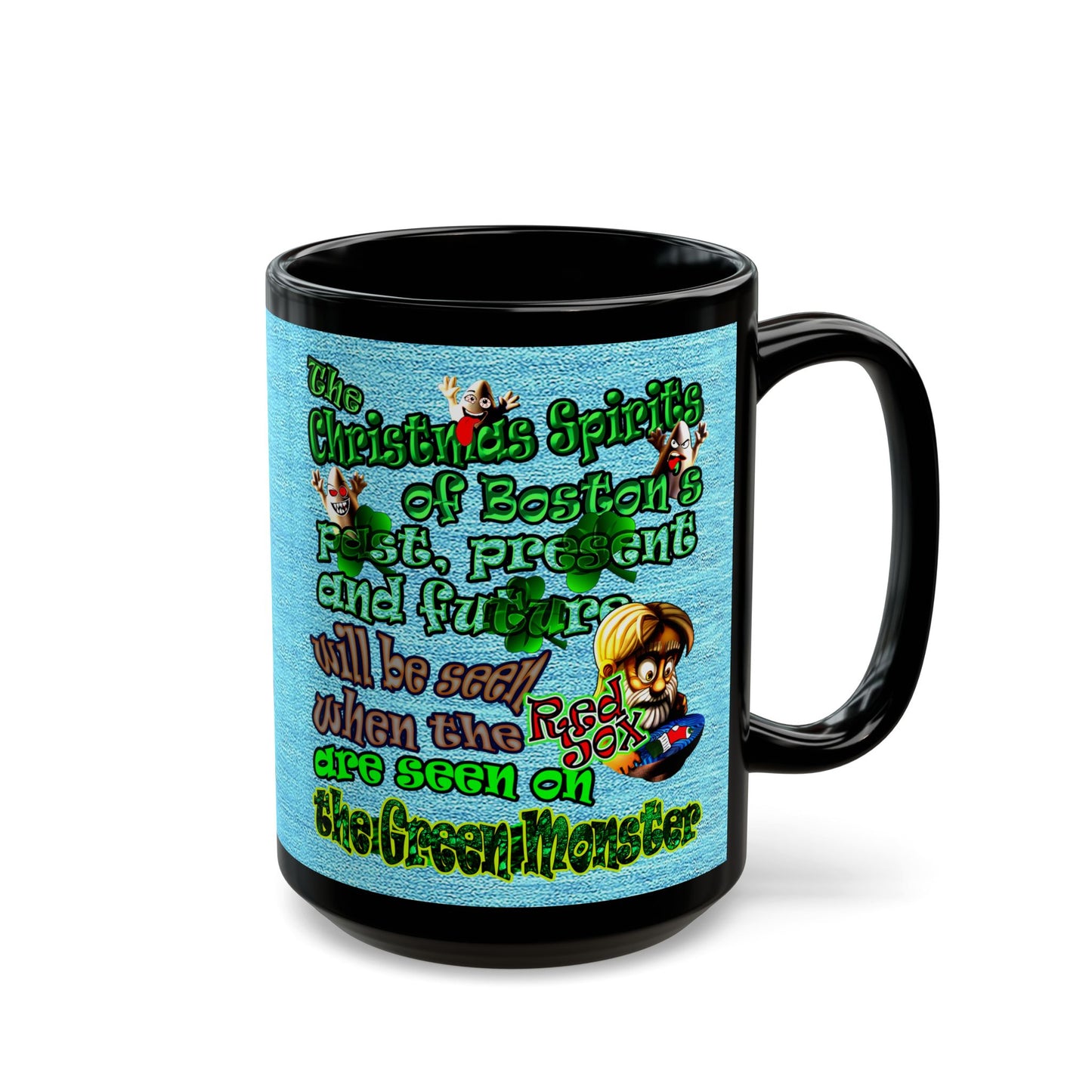 christmas spirits of boston - Black Mug (faded blue)